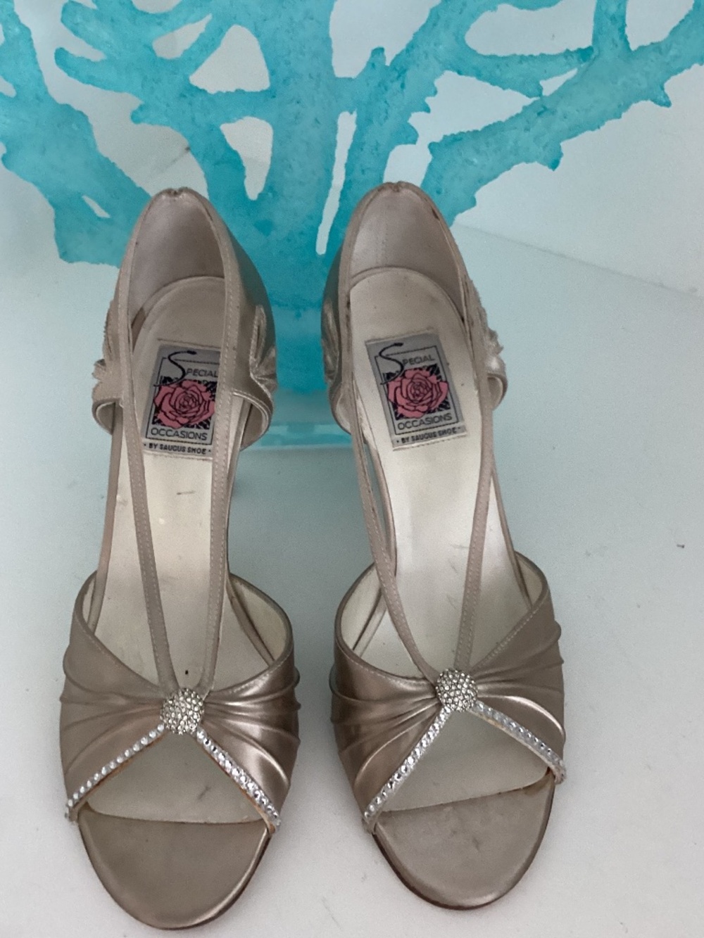 Special Occasions By Saucus Shoe Wedding Prom Event Satin Jeweled Sequined Heels